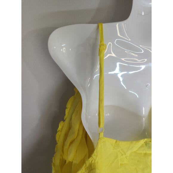 Miss Lili Yellow Embroidered Cold Shoulder Top - Size 2X - Flowy Beach Bohemian - Picture 6 of 8